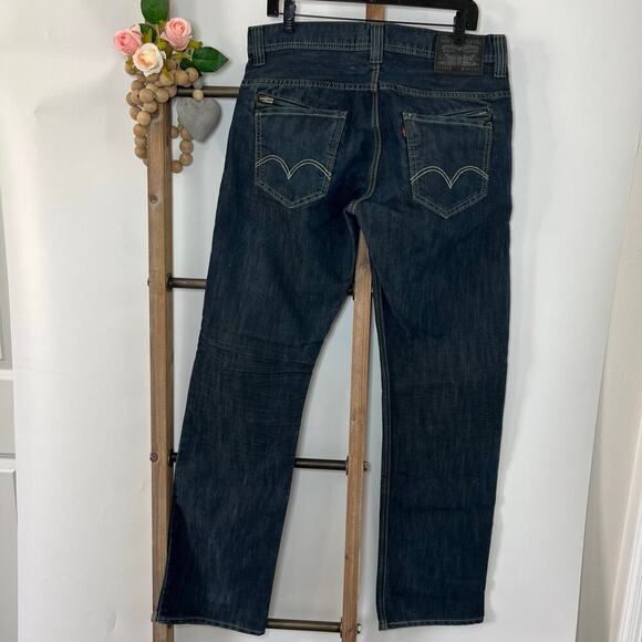 Levi's 514 Slim Straight Darker Blue Denim Jeans Size 34x34 - Picture 4 of 10